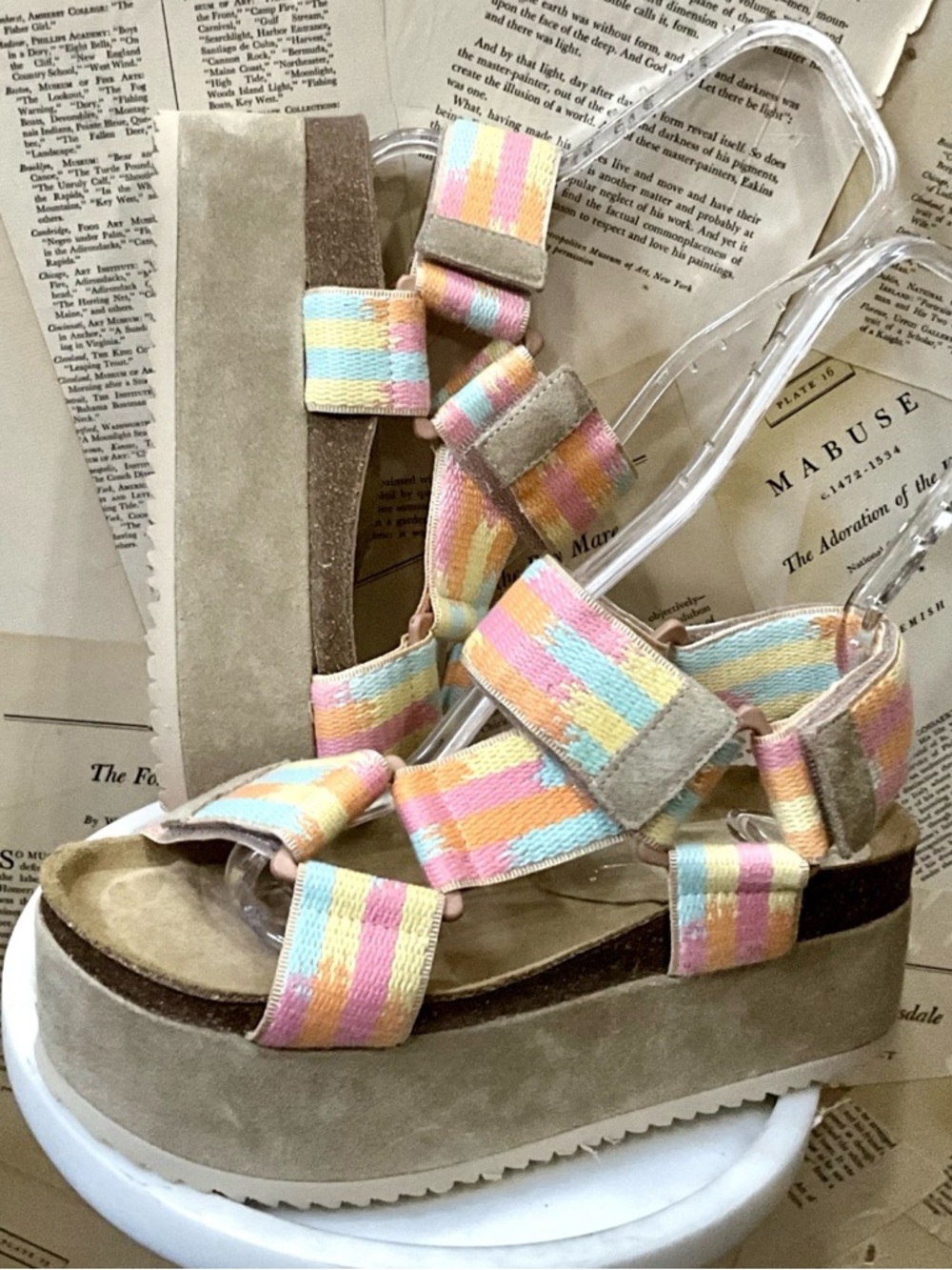 Free People Intentionally Blank Rule Breaker Remix Platform Sandal Taupe Suede - Picture 2 of 8
